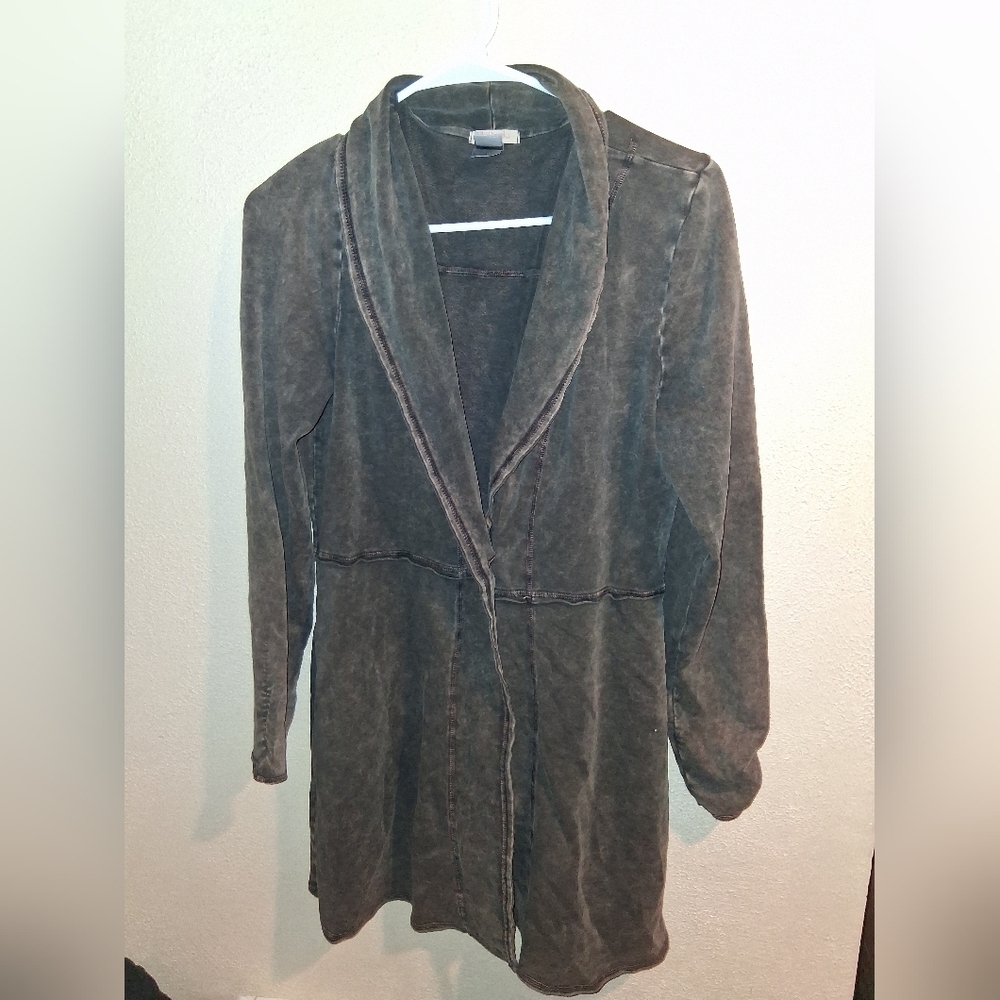 kika paprika Women Jacket Sz 2 Organic Cotton Brown One Button Tie Dye Lagenlook